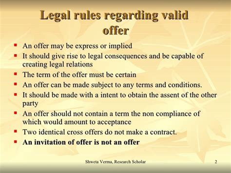 legal rules of valid offer
